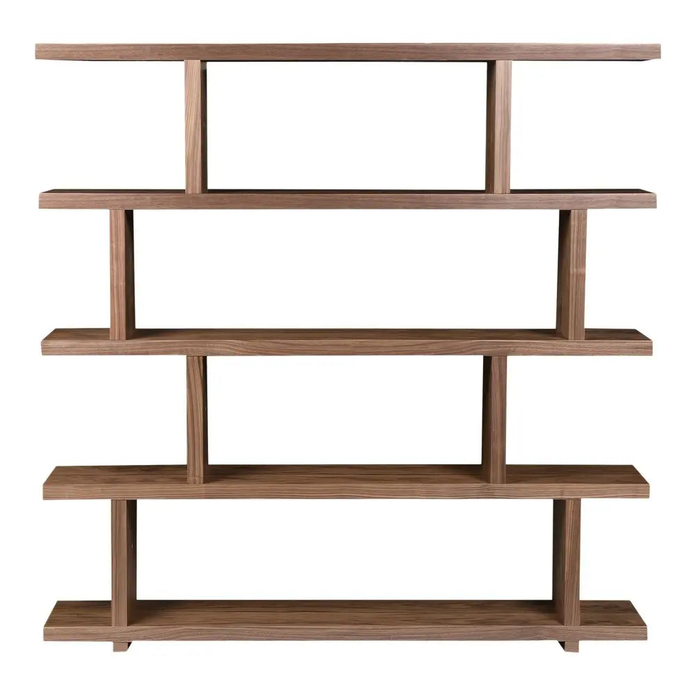 Brown And Natural Wood Five Tier Bookcase HomeRoots