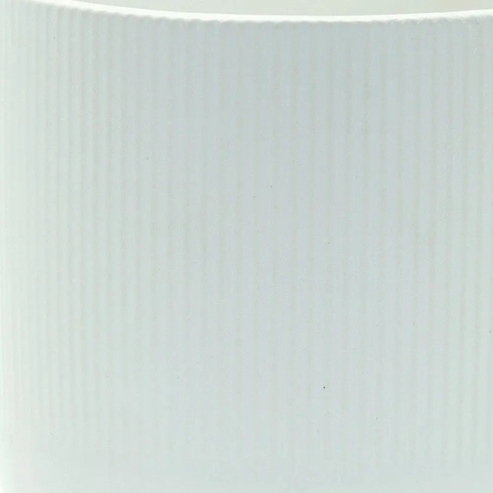 Set of Two White Ceramic Striped Footed Pot Planters HomeRoots