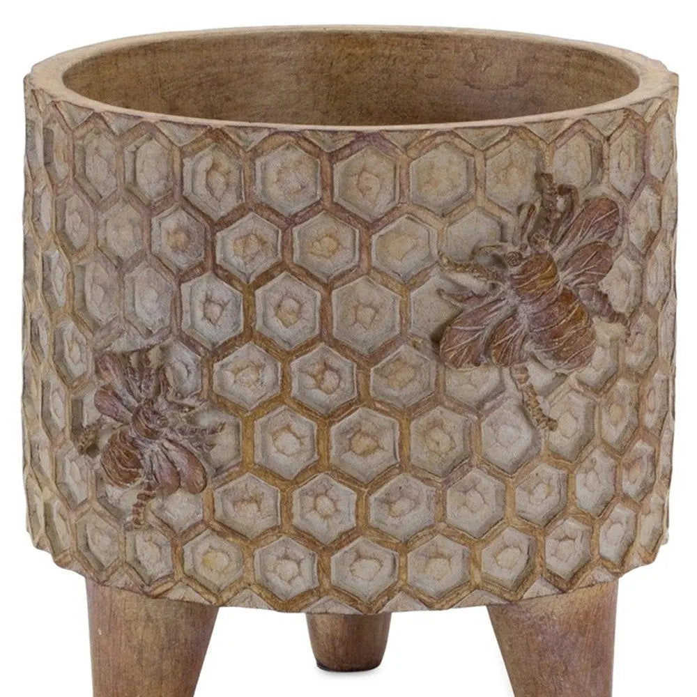 Set of Two Brown Polyresin 3 Ounce Bumble Bee Pot Planters HomeRoots