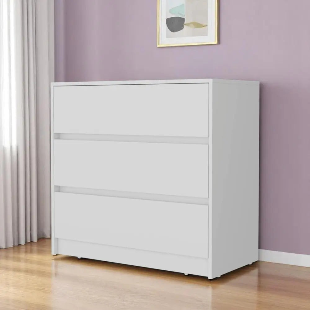 33" White Three Drawer Dresser HomeRoots