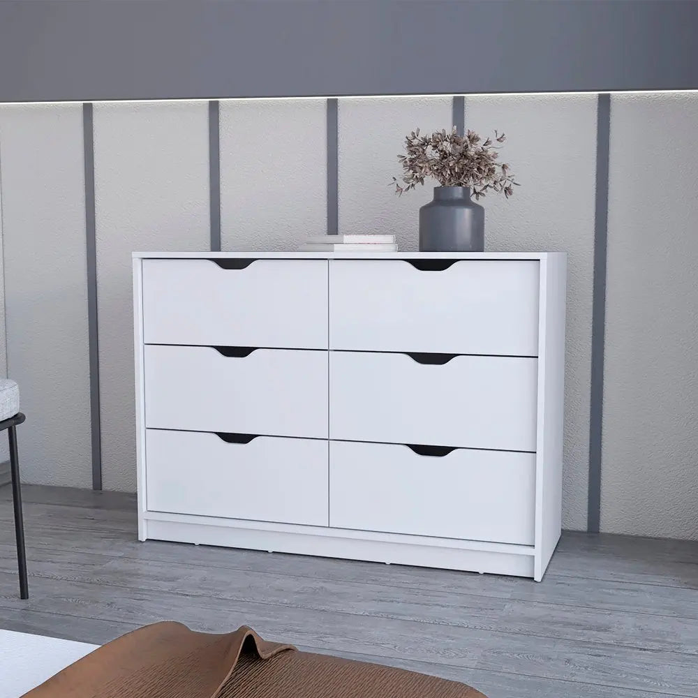 42" White Six Drawer Dresser HomeRoots