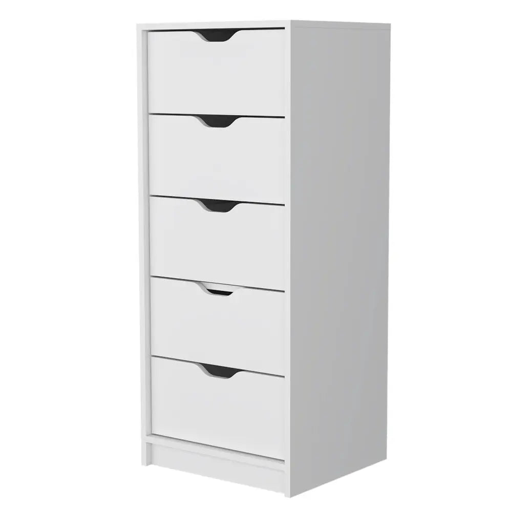 18" White Five Drawer Dresser HomeRoots