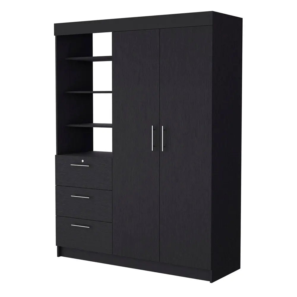 59" Black Accent Cabinet Soft Close With Three Shelves And One Drawer HomeRoots