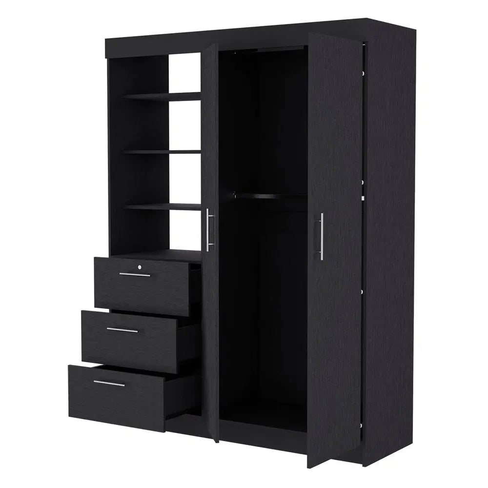 59" Black Accent Cabinet Soft Close With Three Shelves And One Drawer HomeRoots