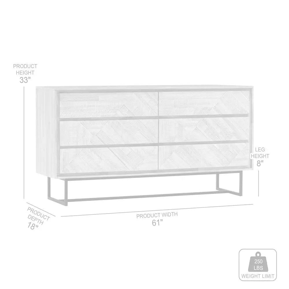 61" Natural Solid Wood Six Drawer Double Dresser HomeRoots
