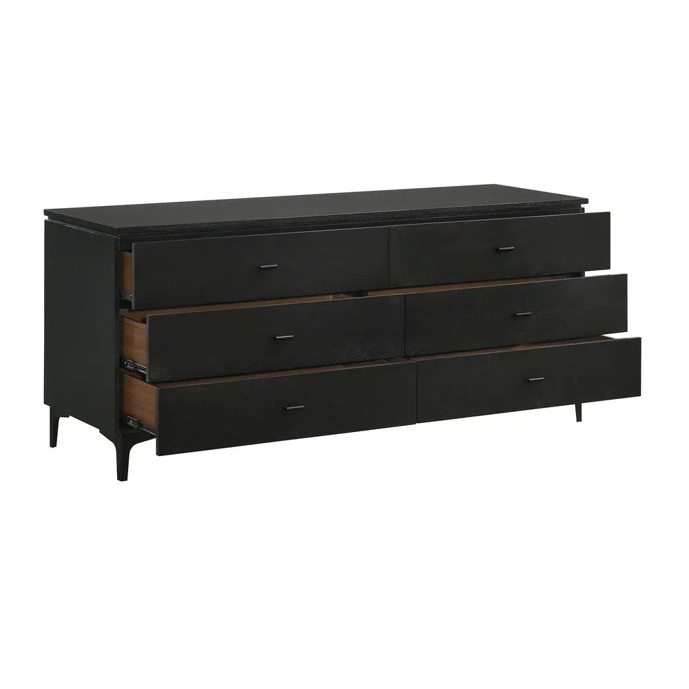 63" Black Six Drawer Double Dresser HomeRoots