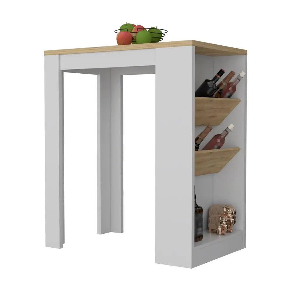 White And Natural 36" Kitchen Island With Storage HomeRoots