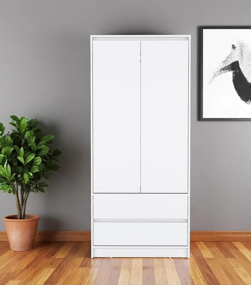 71" White Wood Two Door Two Drawer Combo Dresser HomeRoots