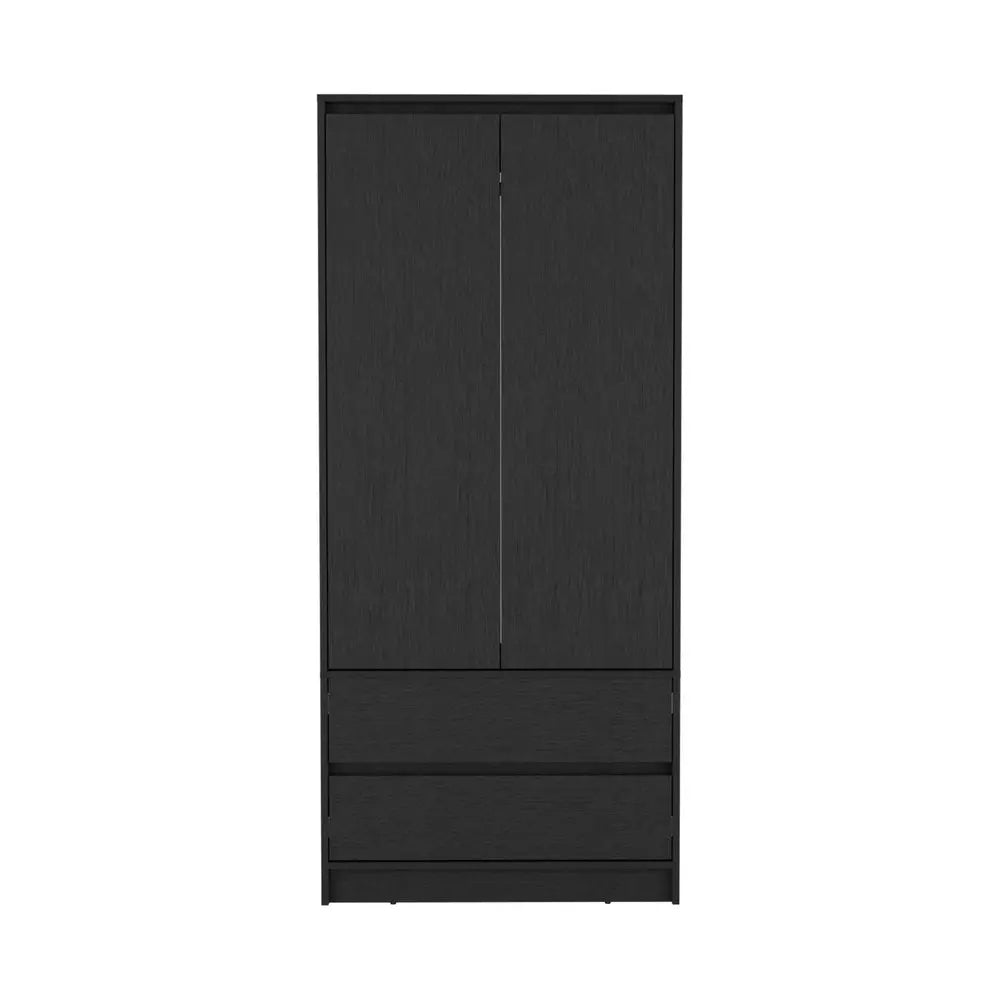 71" Black Wood Two Door Two Drawer Combo Dresser HomeRoots