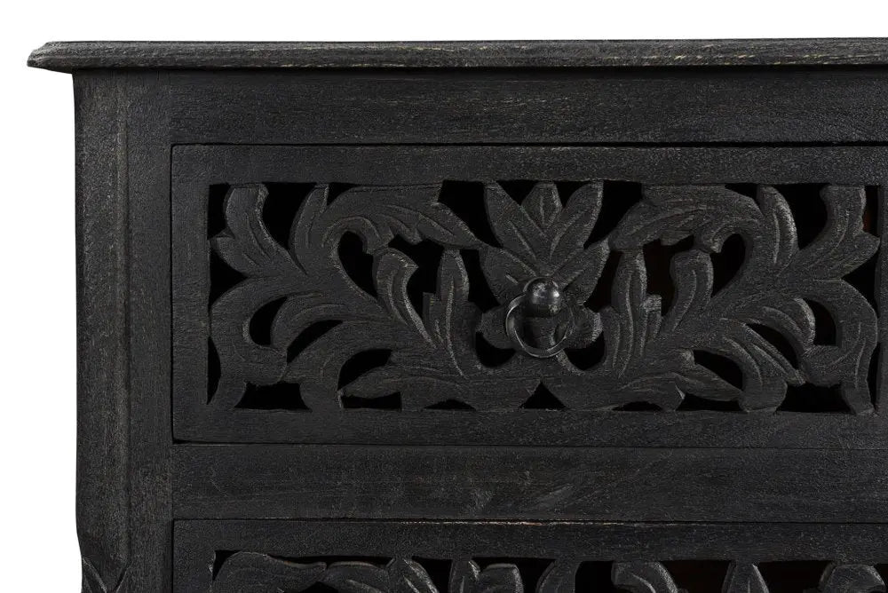 57" Black Solid Wood Seven Drawer Dresser HomeRoots