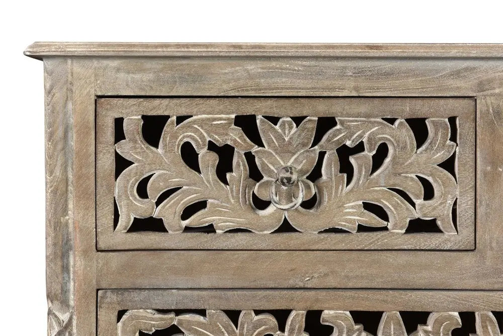 57" Gray Solid Wood Seven Drawer Dresser HomeRoots