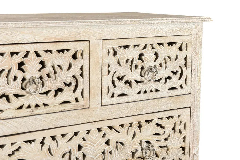 35" White Solid Wood Six Drawer Chest HomeRoots