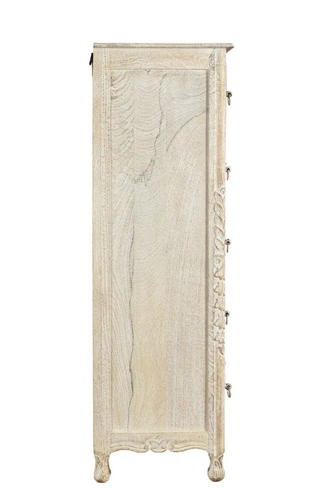 35" White Solid Wood Six Drawer Chest HomeRoots