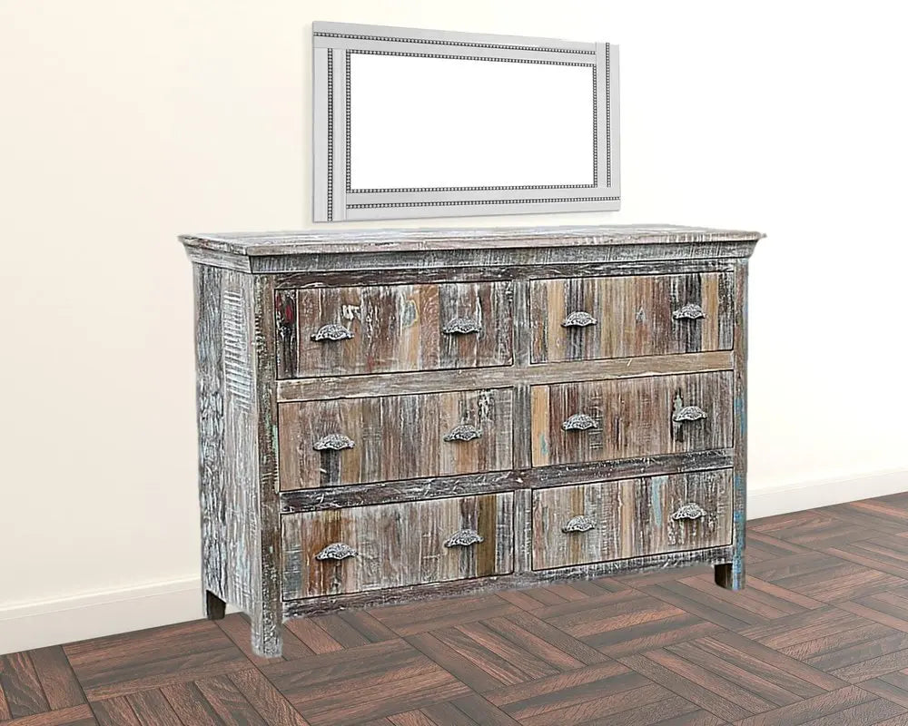 60" White Solid Wood Six Drawer Double Dresser HomeRoots