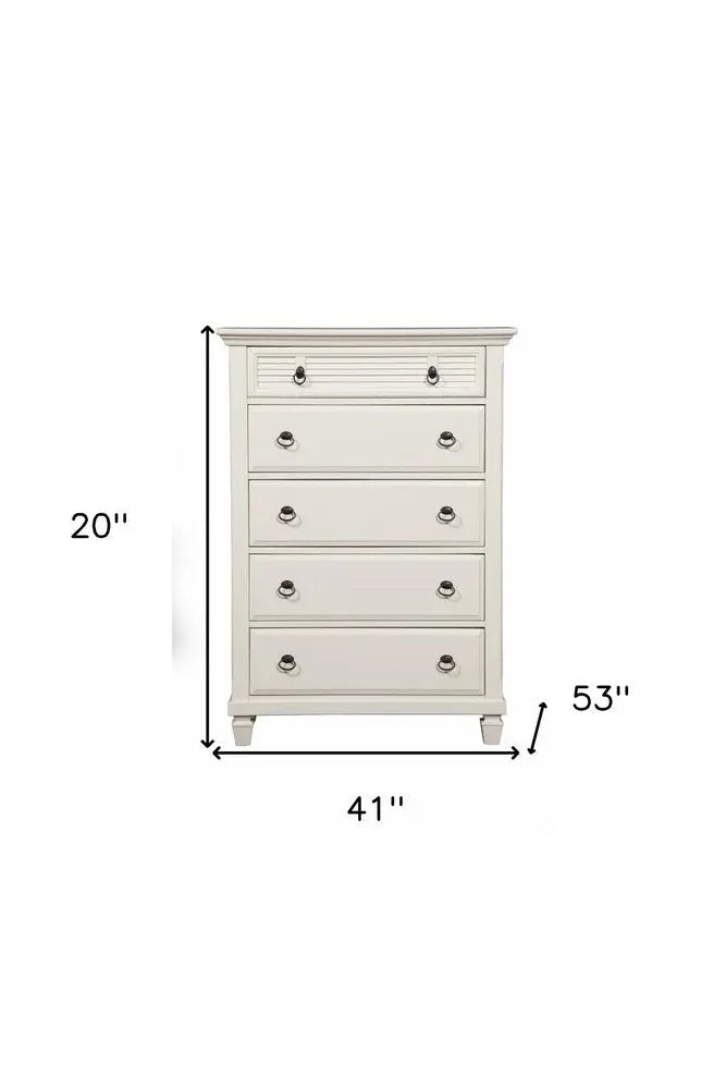 62" White Solid Wood Six Drawer Double Dresser HomeRoots