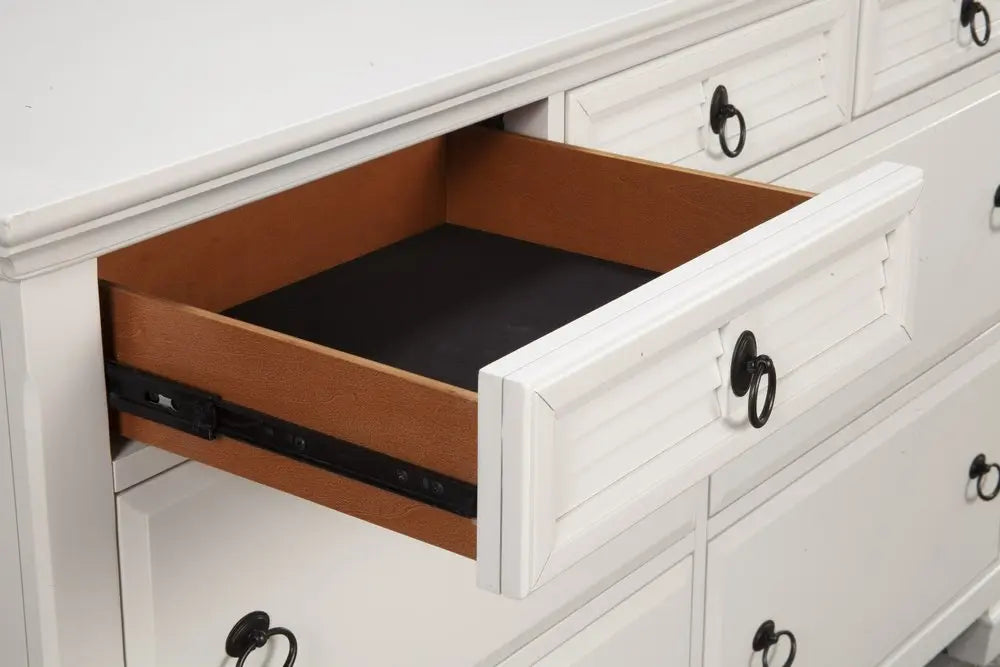 62" White Solid Wood Seven Drawer Double Dresser HomeRoots