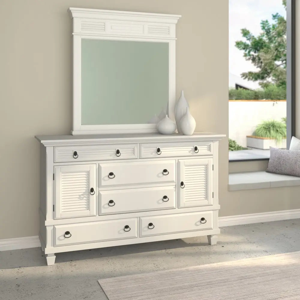 62" White Solid Wood Six Drawer Double Dresser HomeRoots