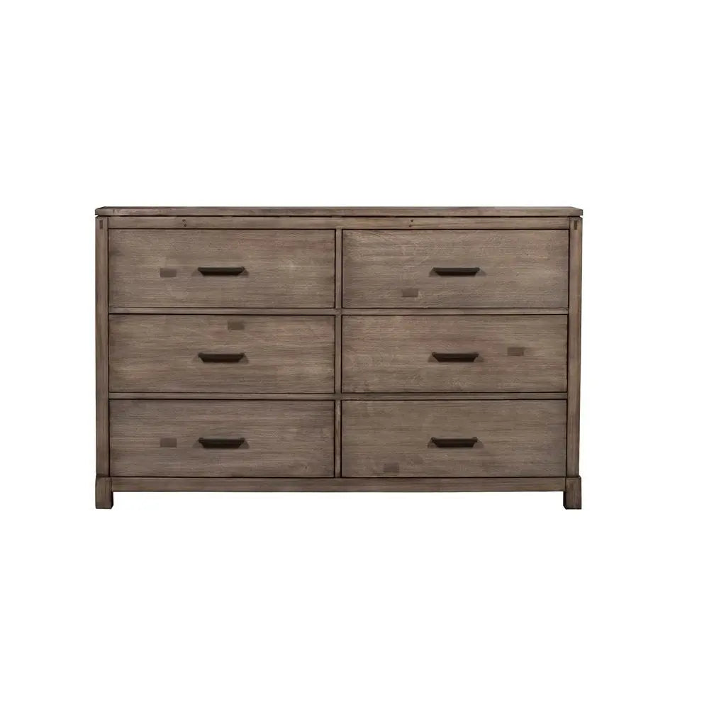 60" Gray Solid Wood Six Drawer Double Dresser HomeRoots