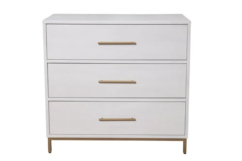 36" White Solid Wood Three Drawer Chest HomeRoots
