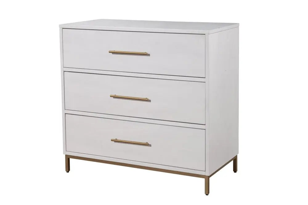 36" White Solid Wood Three Drawer Chest HomeRoots
