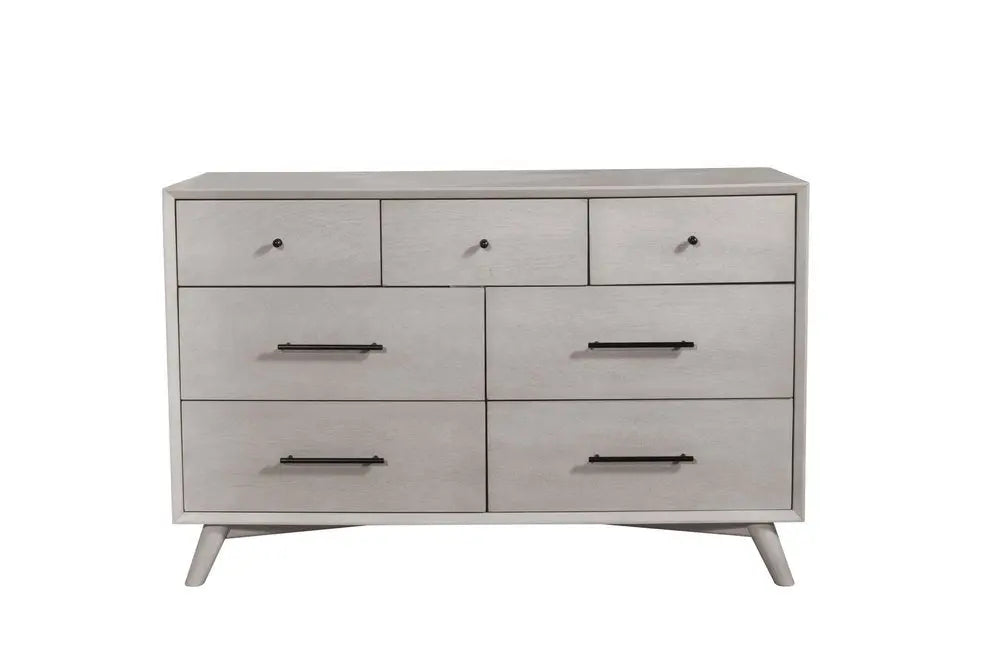 59" Gray Solid Wood Seven Drawer Double Dresser HomeRoots