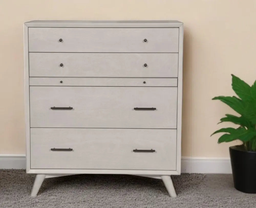 59" Gray Solid Wood Seven Drawer Double Dresser HomeRoots