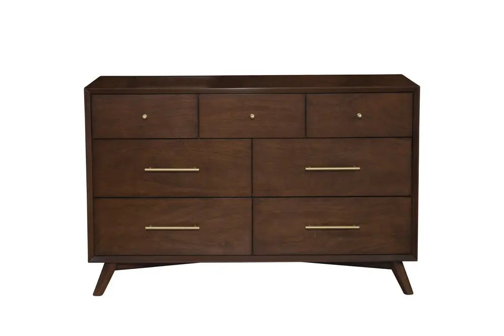 60" Walnut Solid Wood Seven Drawer Double Dresser HomeRoots