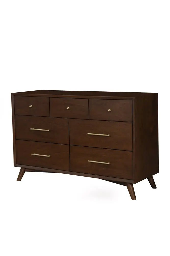 60" Walnut Solid Wood Seven Drawer Double Dresser HomeRoots