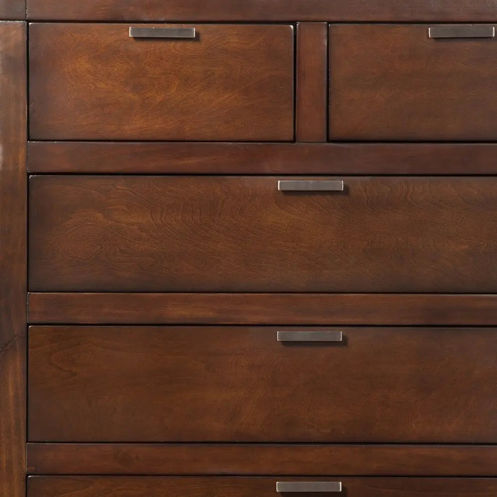 63" Brown Solid Wood Seven Drawer Double Dresser HomeRoots