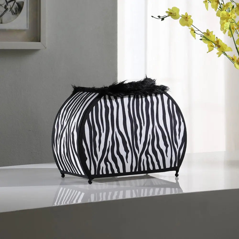 12" Black And White Funky Zebra Pattern Novelty Table Lamp HomeRoots