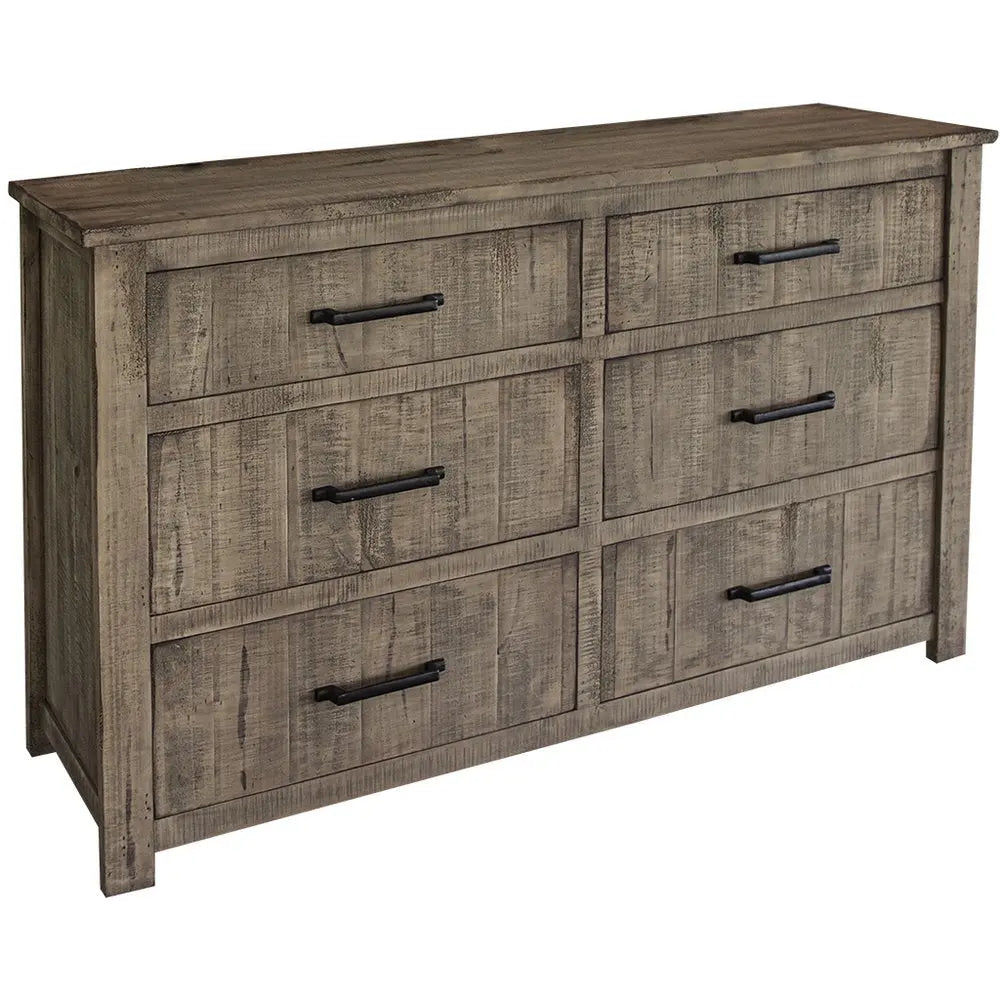 62" Brown Solid Wood Six Drawer Double Dresser HomeRoots