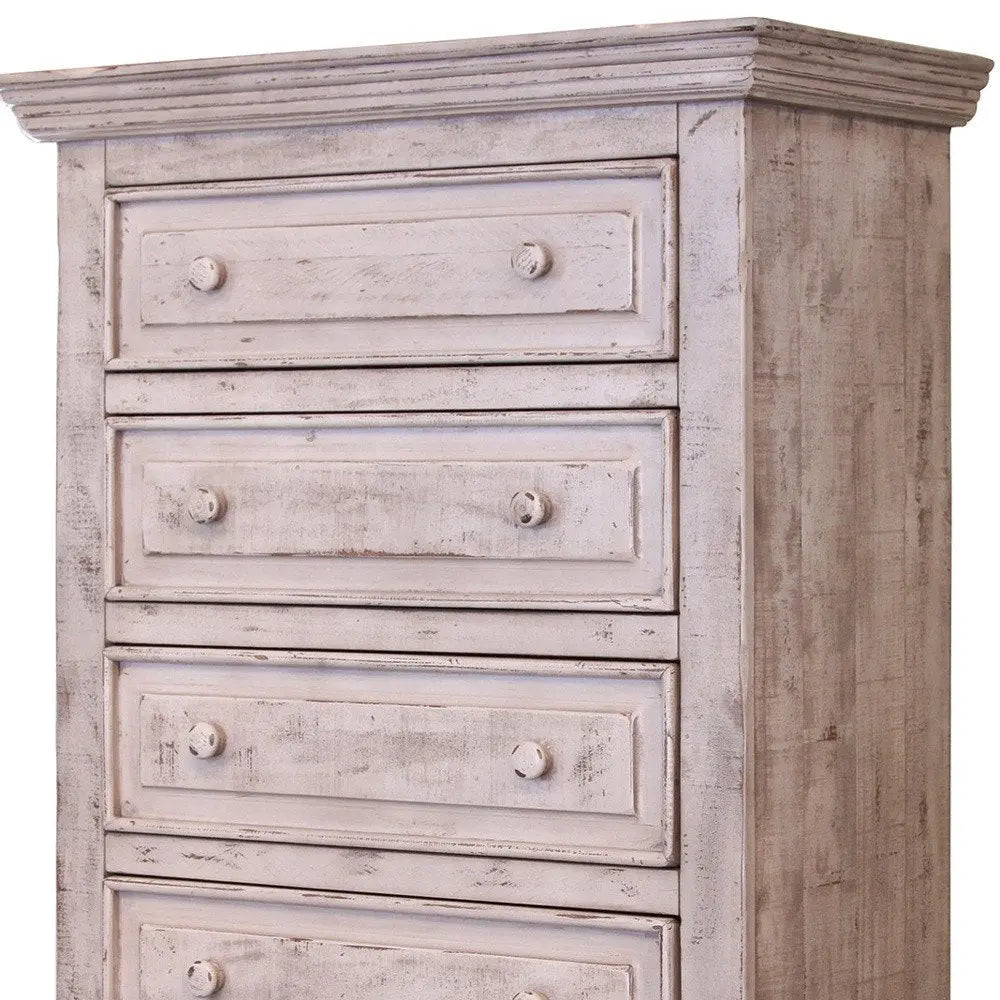 37" White Solid Wood Five Drawer Chest HomeRoots