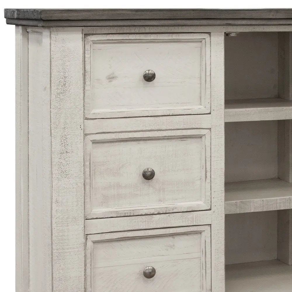 62" Gray and Ivory Solid Wood Six Drawer Triple Dresser HomeRoots