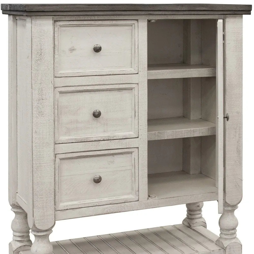 62" Gray and Ivory Solid Wood Six Drawer Triple Dresser HomeRoots