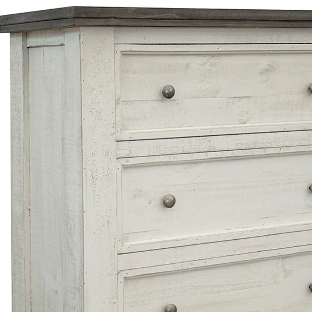 39" Gray and Ivory Solid Wood Four Drawer Chest HomeRoots
