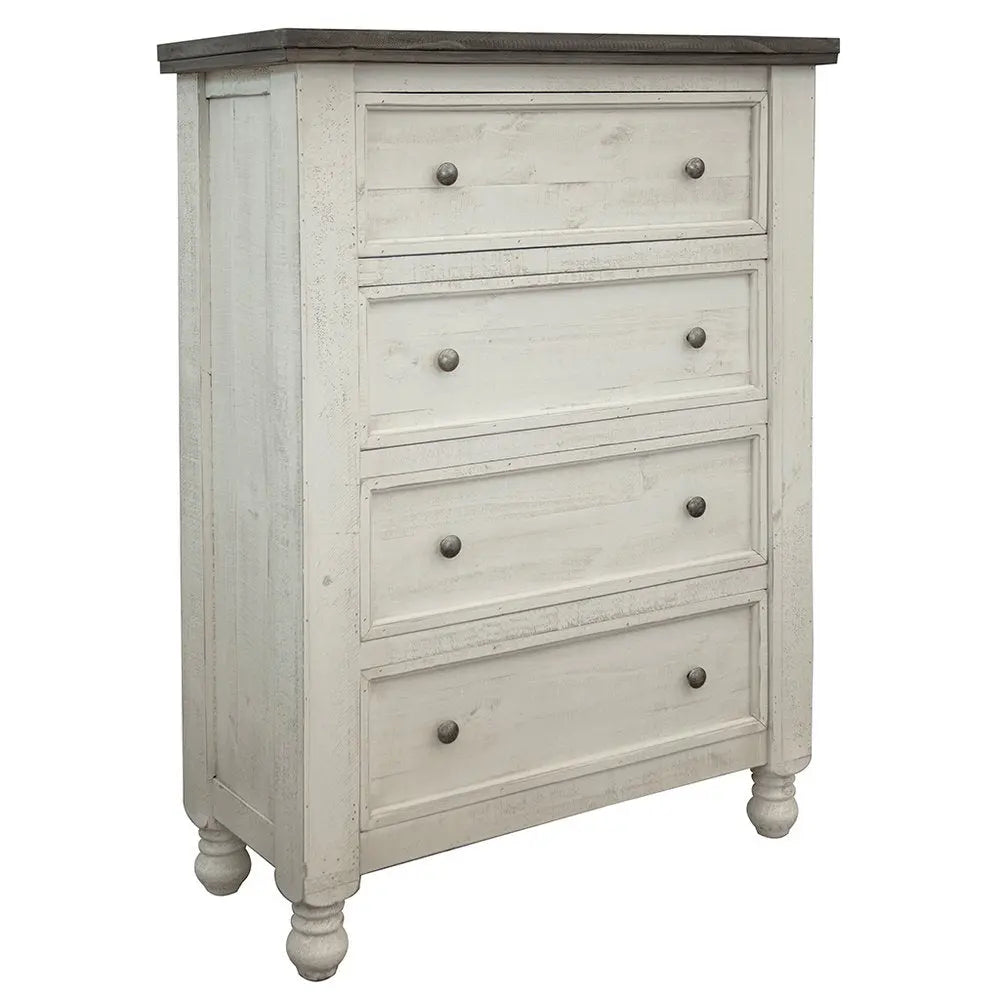39" Gray and Ivory Solid Wood Four Drawer Chest HomeRoots