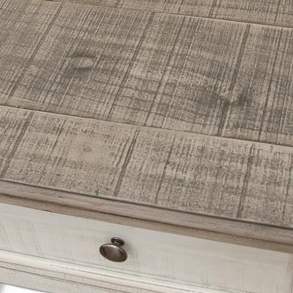 39" Gray and Ivory Solid Wood Four Drawer Chest HomeRoots