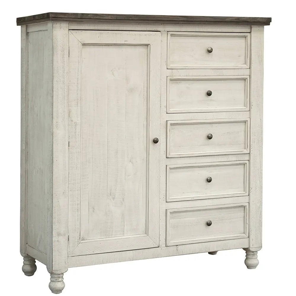 39" Gray and Ivory Solid Wood Four Drawer Chest HomeRoots