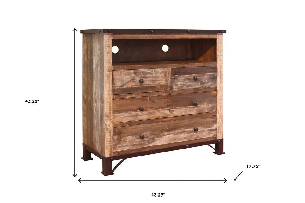 43" Brown Solid Wood Four Drawer Chest HomeRoots