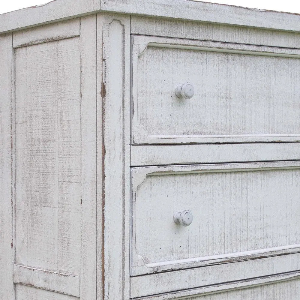 37" Antiqued White Solid Wood Four Drawer Chest HomeRoots