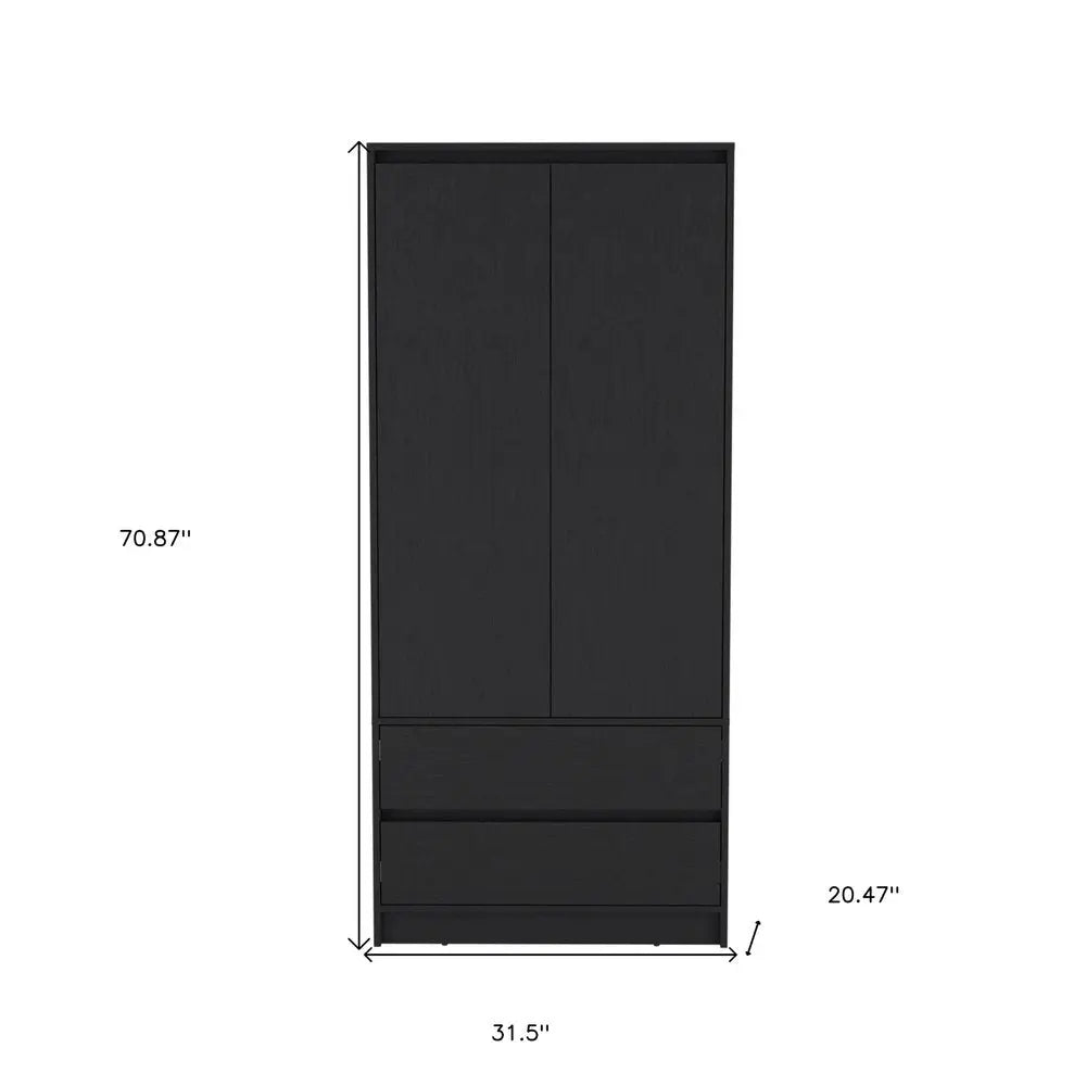 32" Black Two Drawer Combo Dresser HomeRoots