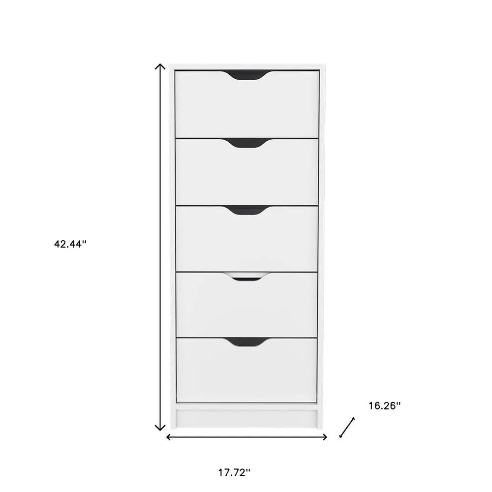 18" White Five Drawer Standard Chest HomeRoots