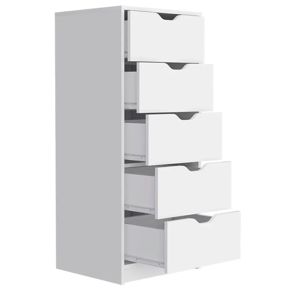 18" White Five Drawer Standard Chest HomeRoots