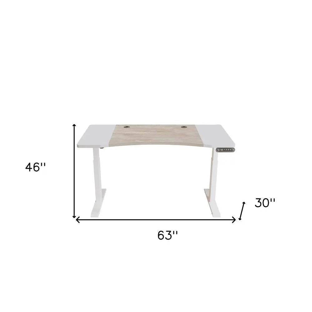 63" Adjustable Brown and White Standing Desk HomeRoots