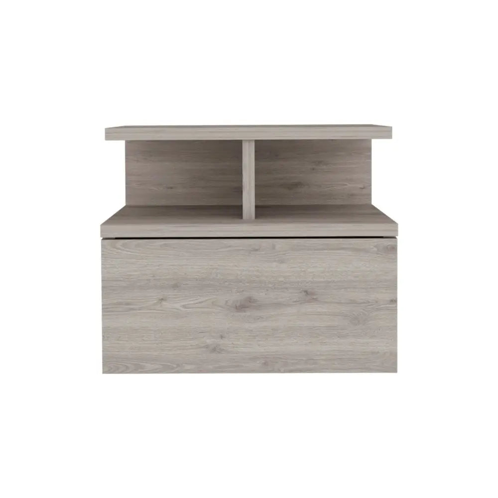 12" Light Gray Wood One Drawer Nightstand HomeRoots
