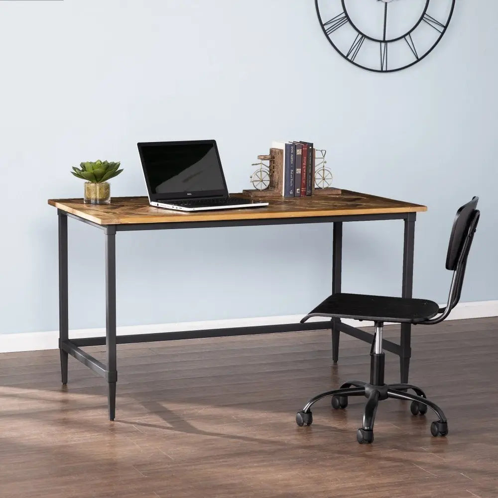 53" Natural And Black Writing Desk - NOBLE HOME INTERIORS