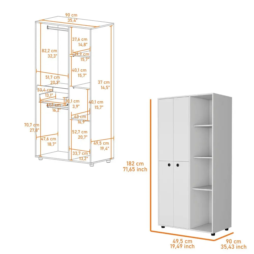 35" White Drawer Dresser HomeRoots
