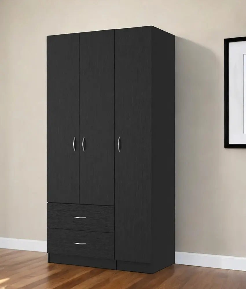 35" Black Two Drawer Combo Dresser HomeRoots