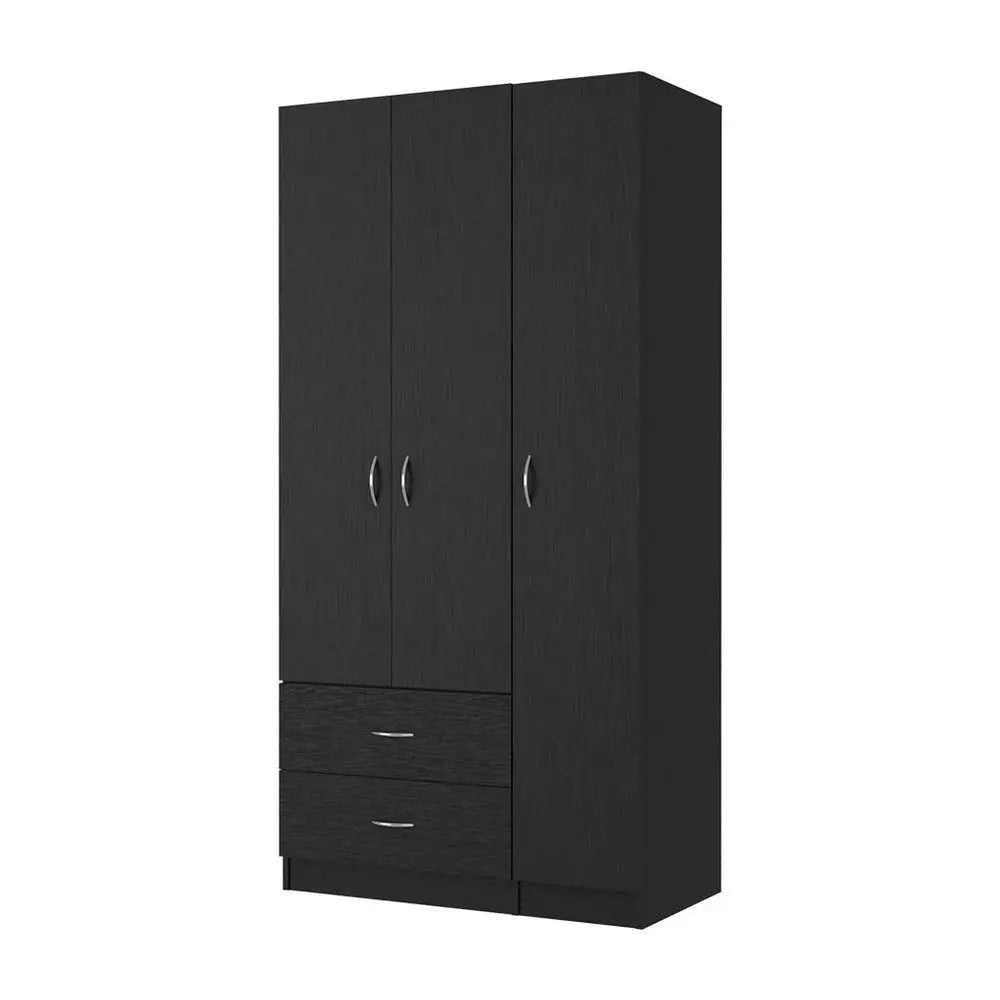 35" Black Two Drawer Combo Dresser HomeRoots