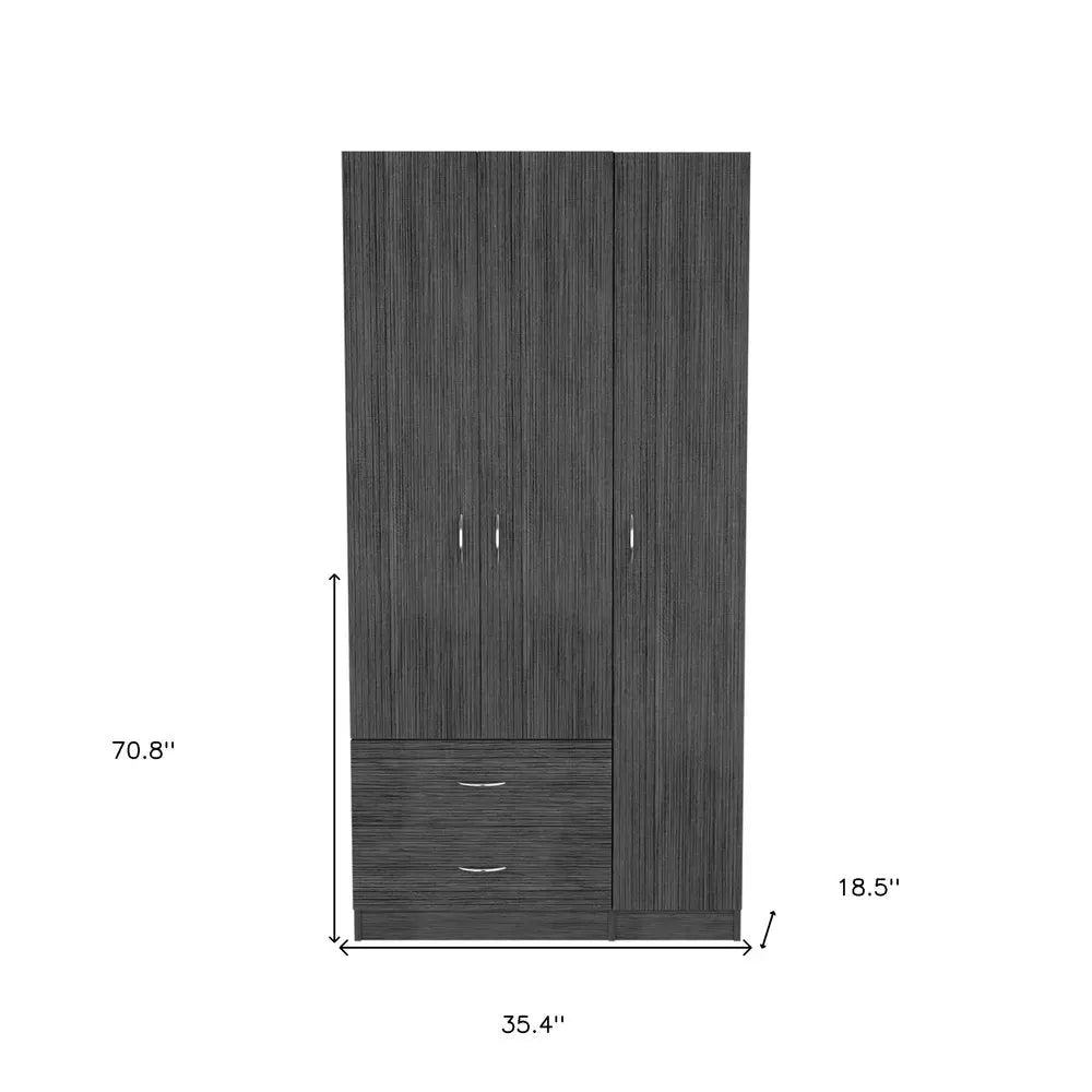 35" Dark Gray Two Drawer Combo Dresser HomeRoots